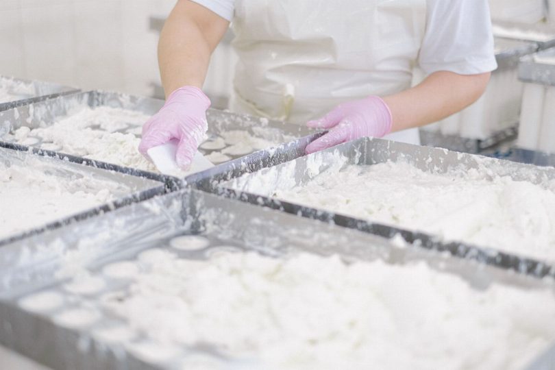 Técnico inspecionando pontos críticos para controle de pragas em linha de produção alimentícia
